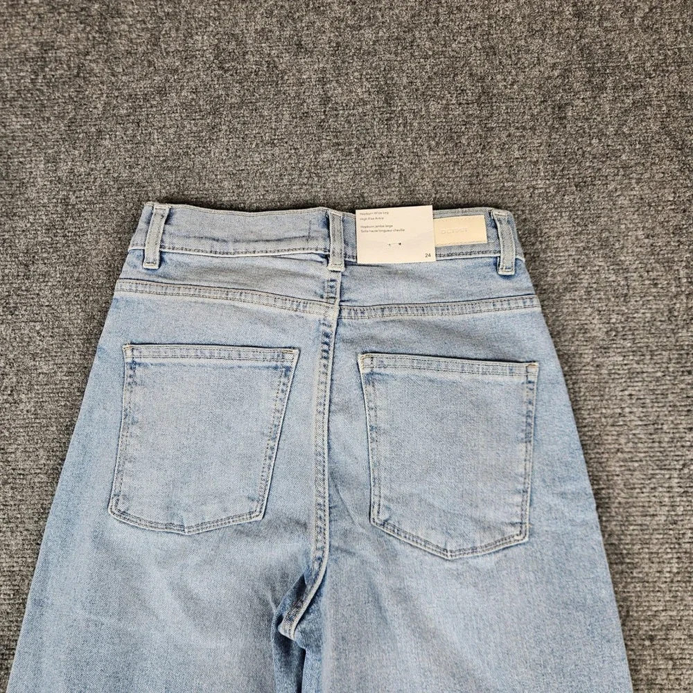 $209 DL1961 Hepburn Wide Leg High Rise Ankle Jeans Freshwater Light Wash Size 24